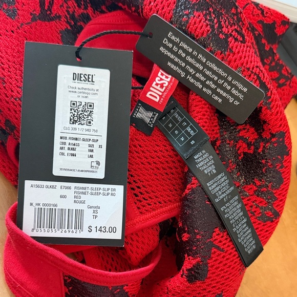 Diesel Red and Black Patterned Dress xs nwt - Picture 4 of 7